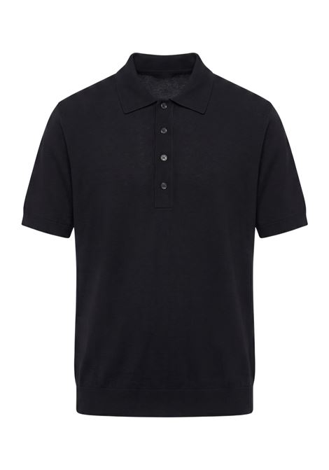 Paolo Pecora Gauge 16 Silk and Cotton Blend Knit Polo - Black PAOLO PECORA |  | A006 F2009000